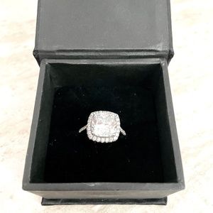 Cubic Zirconia & silver halo ring
